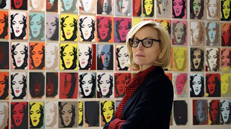 An Artist researching Warhol for her business plan for artists
