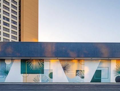 a building with a mural painted with a pattern on it to improve the customer experience